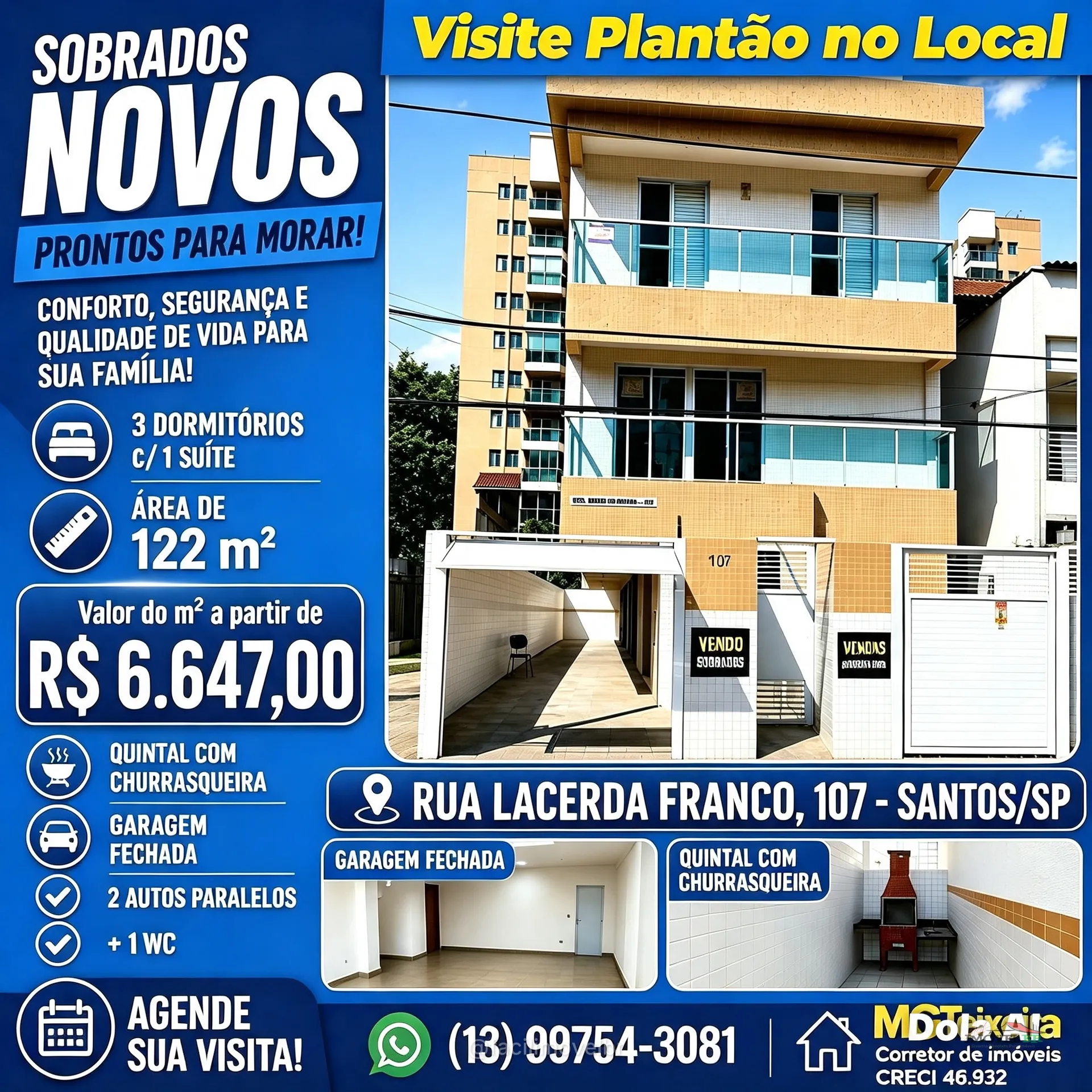 Sobrados 3 dormitórios , 1 suite garagem fechada 2 carros e 1 wc ,quintal com churrasqueira — foto 2
